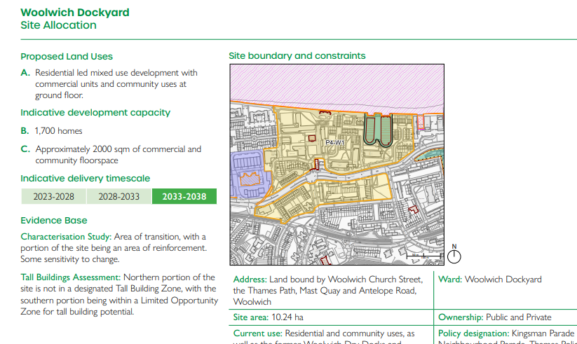 Woolwich dockyard estate allocation image